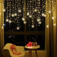 GROOFOO Rideau Lumière,Guirlande LED,Guirlande Lumineuse,LED Cordes,LED Etoilée,4M 96LEDs Guirlande d'Eclairage,Guirlande LED Décoration de Fenêtre,Noël,Anniversaire,Patio,Etanche IP44 (Blanc Chaud)