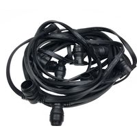 24 Mètres / 48 douilles E27 - Guirlande Guinguette Professionnelle Câble plat - Noire Limão®