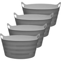 Garronda Flexibler Kunststoffkübel 4-Pack 15 L für Garten Bau Haushalt und Transport robuster Universalbehälter mit Griffen GD-0183 Grau
