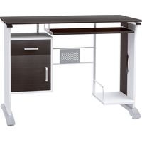HOMCOM Bureau informatique design 100L x 52l x 75h cm brun noir et blanc-Noyer noir, Blanc, Argent