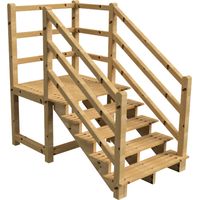 MILANO Außentreppe 5 Stufen H88 cm - Podest L116 x B120 cm - Treppengeländer links und rechts - Podestgeländer rechts und hinten