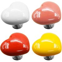 4 Simple Heart Shaped Colorful Ceramic Toilet Tank Button Assistants, Heart Shaped Toilet Button Assistant, Toilet Buttons, Heart Shaped Press Wat