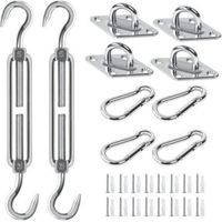 Kit de Fixation pour Parasols et voiles d'ombrage, Acier Inoxydable Parasols et voiles d'ombrage Kit de Fixation pour Triangle et Carré, Rectangle, du Parasols et voiles d'ombrage Accessoires de Fix
