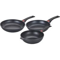 Set aus 3 Pfannen - Für alle Herdarten einschließlich Induktion - Baumalu - Aluminiumguss - Antihaftbeschichtung - 3 Teile - Schwarz
