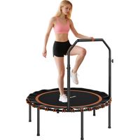 40-Inch Foldable Fitness Trampoline with Handle for Rebounding, Orange Color, Ideal for Home Workouts