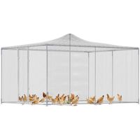 Pollaio per Galline da Esterno con Porta e Doppi Serratura, in Acciaio Zincato, 4x3x2 m, Argento