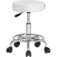 Casaria – Tabouret de bureau à roulettes – Siège rembourré 360° – Hauteur réglable 51-65 cm – Base en métal chromé – Revêtement similicuir noir