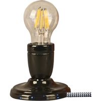 Opjet 011842 - Black ceramic socket lamp - black/white cord