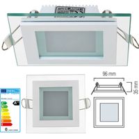 Faretto led 6W Pannello vetro incasso Quadrato luce Fredda 6400k