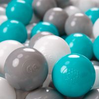 KiddyMoon 100 ∅ 6CM Palline Morbide Colorate Per Piscina Bambini Fatto In EU, Grigio/Bianco/Turchese