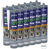 Lot de 12 Mastics multi-usages colle et joint MSP 107 290ml (Blanc, Gris, Brun ou Noir) BOSTIK - Couleur: Blanc
