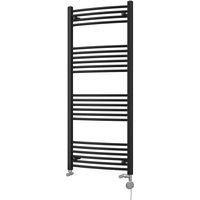 Zennor - Black Dual Fuel Towel Rail H1400mm x W600mm Thermostatic - Curved