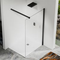 Paroi de douche à l’italienne 40×200 cm - Verre Securit 8 mm - Profilé et barre de stabilisation 90 cm - Alu noir mat