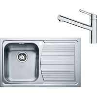 Franke - Set N83, lavello in acciaio inox LLX 611/2 e miscelatore FC 3055.031, inox/cromo 101.0650.597