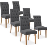 Lot de 6 chaises capitonnées Gaya tissu gris