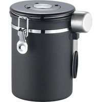 Boîte à café pour café moulu, récipient pour grains de café, boîte de conservation hermétique avec dosette, noire, 1800 ml
