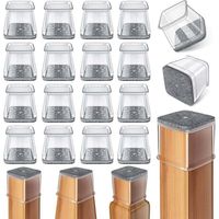Lot de 24 protège-pieds de chaise carrés en feutre de silicone pour planchers de bois franc (tailles : 1-1/16 pouces à 1-5/8 pouces).