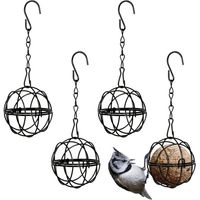 4 Pièces Mangeoires à Boules de Graisse Suspendues Mangeoire à Oiseaux Support à Oiseaux en Boule de Graisse en Métal avec 4 Crochets en Forme de S pour Jardin Extérieur Faune Oiseaux Finch