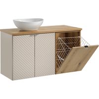 Meuble simple vasque 100cm 2 portes panier à linge Manoa Cachemire et Bois