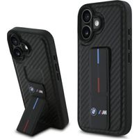 Custodia rigida nera/nera per iPhone 166.1 BMW BMHCP16SGSPCCK con supporto M Grip, liscia e in carbonio.
