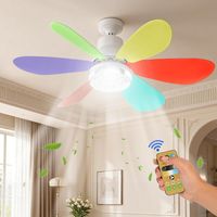Ventilateur de Plafond avec Lumière et Telecommande, Ø52cm LED Plafonnier Dimmable Ventilateur avec 40W E27 Lampe Cristal Intégrée, 6 Pales, 3 Vitesses, Silencieux, pour Chambre, Salon (Multicolore)