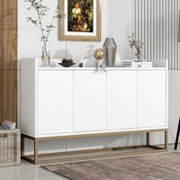 ADWOLT – Buffet moderne blanc – Buffet bahut –Buffet de rangement salon avec 4 portes – Pieds métal –MDF– 120x30x80 cm –Design élégant