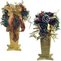Centro tavola decorato natalizio h36 cm - colore oro/rosso - decorazione addobbo natale
