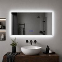 1200x700mm Bathroom Mirror with LED Lights and Bluetooth Speaker 3 Colour Dimmable Lighting Anti-fog Touch/Wall Switch Control