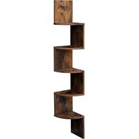VASAGLE Estantería para Esquina de 5 Niveles, Estantería Esquinera, Estante de Exhibición de Madera, Ideal para Cocina, Dormitorio, Sala de Estar, Estudio, Marrón Rústico por SONGMICS