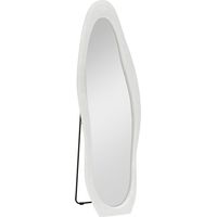 Specchio a Figura Intera 160x50 cm Bianco Velluto Cornice Ondulata