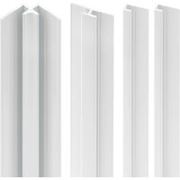 Lot de 2 profilés de finition + 1 profilé d'angle + 1 profilé d'extension pour panneau mural de douche, DécoDesign, Schulte, Blanc, 210 cm