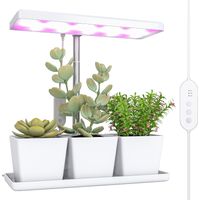Lampade per Pianta da 30 Luci LED con 3 Vasi, Timer e Illuminazione Regolabile, 31.8x13.4x18.6-35.6 cm, Bianco