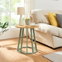 Tavolino da Divano Lensuu con Piano Rotondo in Effetto Rovere e
