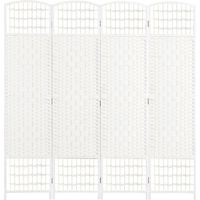 Biombo Separador de Ambientes de 4 Paneles Plegable de Cuerda de Papel 160x170cm Decoración para Dormitorio Salón Blanco
