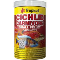 Alimento para cíclidos tropicales carnívoros en gránulos pequeños de 1000 ml/360 g