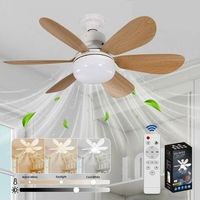 Ventilateur Plafond, Ventilateur Silencieux Plafond, 40W Lampe Ventilateur Plafond avec Douille E27, 6 Pales, 3 Vitesses, Silencieux, pour Salon, Chambre, Coucher, Grain de bois