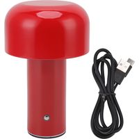 Lampe de bureau LED en forme de champignon, rechargeable par USB, 3 températures de couleur, tactile, idéale pour les restaurants et les bureaux (rouge).