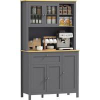 Alacena de Cocina Mueble Auxiliar de Cocina con 5 Puertas Estante Ajustable y Encimera de Microondas 100x40x180cm Gris