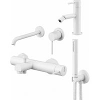 Ensemble mitigeur lavabo mural, mitigeur bidet et kit baignoire en blanc mat Gattoni Easy KITEASYBO9