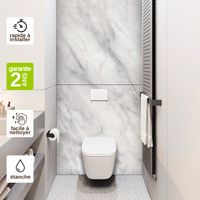 Kit de 2 Panneaux Habillage WC suspendu - 120x120 cm - Ép. 4mm - Effet Marbre Gris - VERSILIA KOBERTIN