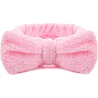Bandeau, bandeaux à nœud papillon pour cheveux, bandeau de maquillage pour femmes, bandeau élastique en polaire corail, bandeau pour se laver le visage (rose)