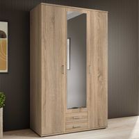 Armoire à vêtements Daniela 120cm à 3 portes & 2 tiroirs -