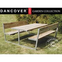 Table de pique-nique avec dossier, 2,05x1,8x0,85m, Bois - Dancover