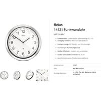 Mebus 14121 Radiocontrollato Orologio radiocontrollato 45 cm Alluminio Movimento silenzioso (senza scatti)