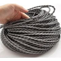 Alambre trenzado de tela gris retro vintage (por metro)