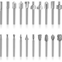Fraises à toupie HSS, 20 pièces 3 mm 1/8" tige kit d'accessoires de toupie à bois, fraises à toupie pour outil multifonction rotatif Dremel Foredom Proxxon.