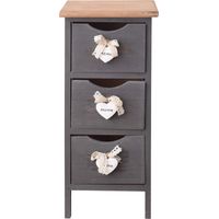 Rebecca Mobili Table de Nuit Chevet 3 Tiroirs Bois Gris Shabby Chic 56x25x25