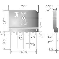 Diotec DBI25-12A Ponte raddrizzatore SIL-5 1200 V 25 A Trifase
