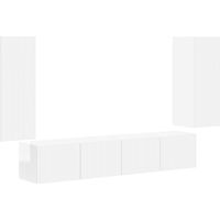 vidaXL TV Wall Cabinet Set 4 pcs High Gloss White Engineered Wood