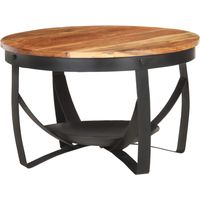 Tavolino da caffè in stile industriale Ø68 x 43 cm in legno massello di acacia e ferro DEC040233